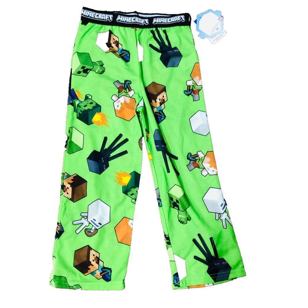Minecraft Kids Boys Comfy‎ Pajamas Bottom Green Size Small (4-5) NWT